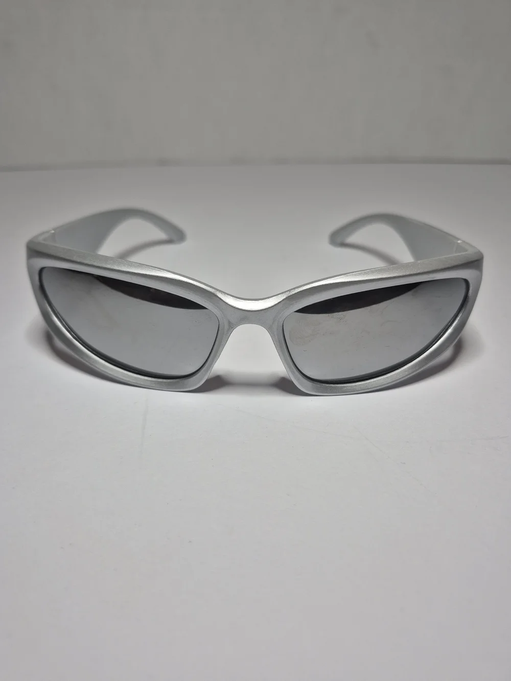 Silver Sport Sunglasses - Sleek Wraparound Design